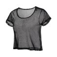 thumbnail image 6 of MRULIC t shirts for women Women Sheer Mesh Fishnet T-Shirt Crop Top Short Sleeve Net Tee Shirt Womens t shirts Black + L, 6 of 8