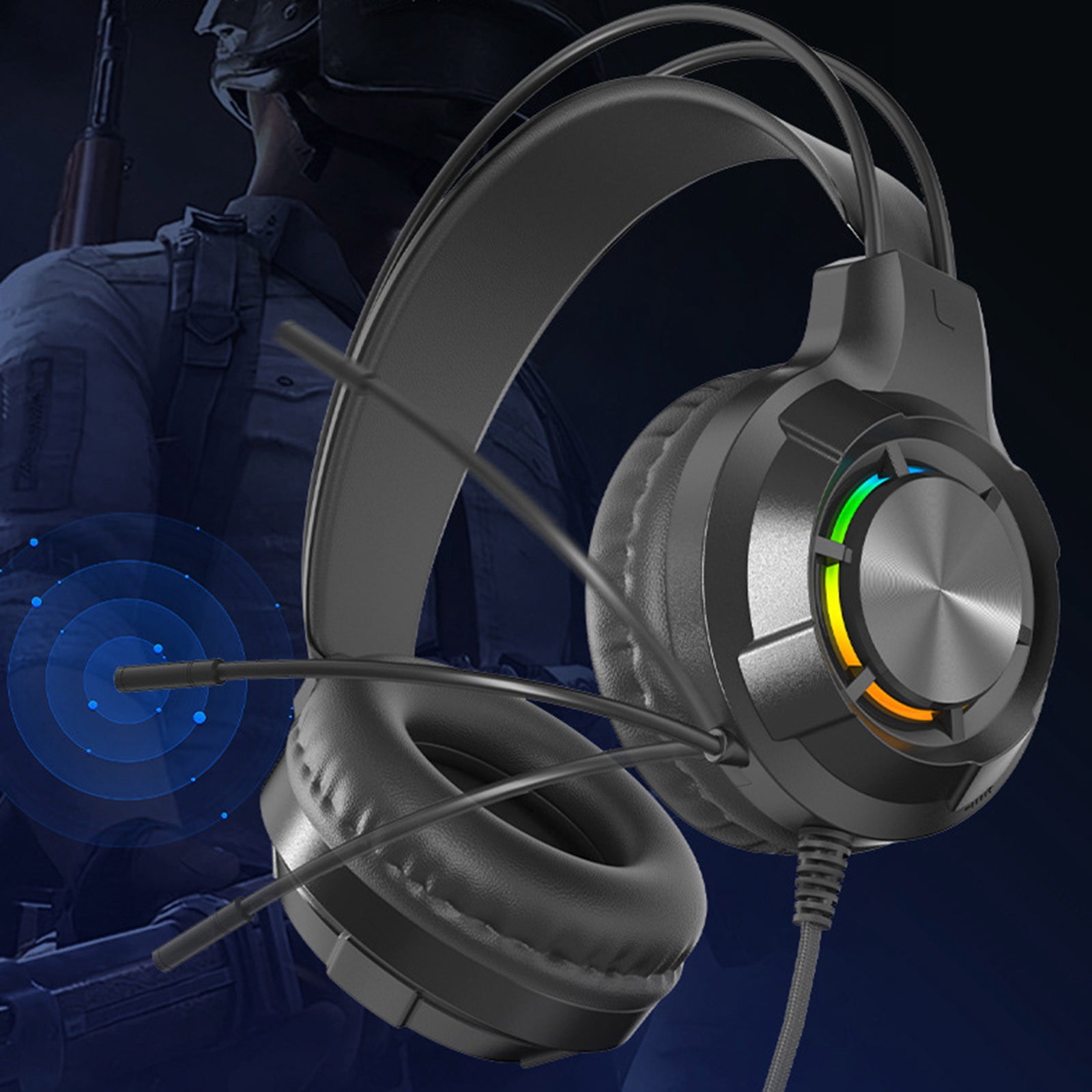Headphones – Gaming Headset With Microphone Most Laptop Over-Ear Headphones With LED RGB Light Noise Canceling Mic 7.1 Stereo Surround Sound