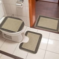 thumbnail image 4 of Black Brown Retro Greek Key Bath Mat 3 Piece Bathroom Rug Set, Geometric Greece Ancient Rustic Non Slip Bath Rug Contour Mat and Toilet Lid Cover, Absorbent Shower Mats Soft Bath Rugs and Mats Sets, 4 of 8