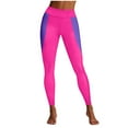 thumbnail image 2 of Womens Workout Leggings High Waisted Stretchy Soft Yoga Pants Colorblock Love Heart Sports Activewear (One Size, Hot Pink), 2 of 6
