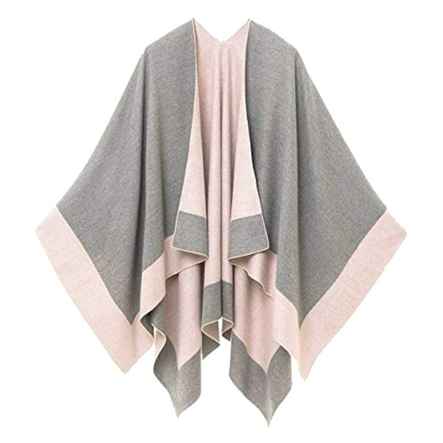 Women's Cloak Shawl Soft Warm Windproof Wrap Stylish Color Blocking Design for Autumn Spring Winter