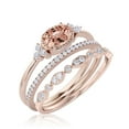 thumbnail image 3 of Gorgeous Art nouvea 2.40 Carat Oval Cut Morganite And Diamond Moissanite Affordable Engagement Ring, Dainty Morganite Wedding Ring, Two Matching Band in 925 Sterling Silver With 18k Rose Gold Plating, 3 of 3