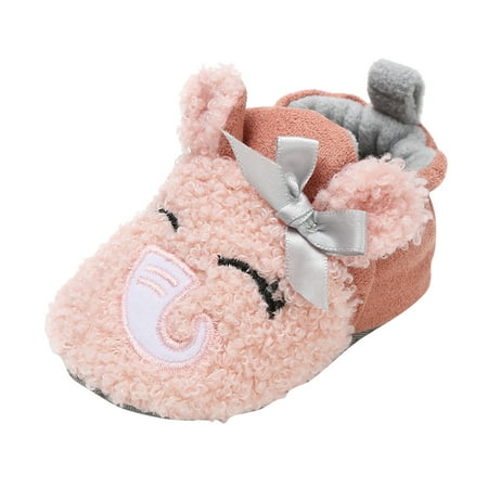 BOBOGOJP Baby Boy Girl Fleece Booties Winter Boots Infant Toddler Soft Sole Winter Warm Crib Booties Shoes (Pink 6)