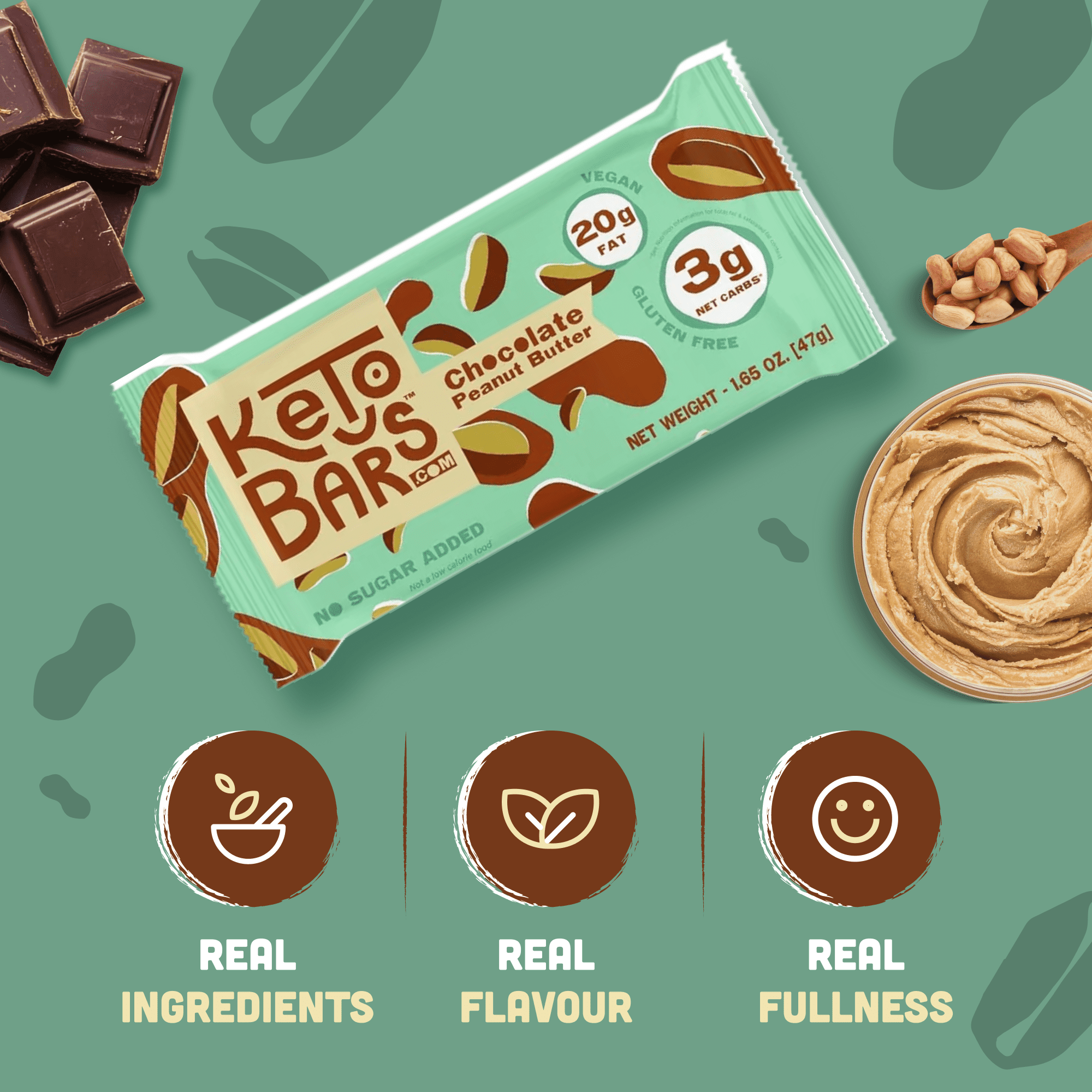 Keto Bars Chocolate Peanut Butter Keto Protein Bar – Perfect for Keto Lifestyle, Simple, Clean Ingredients, Low Carb, No Added Sugar, Moderate Protein, 3g Net Carbs, Gluten Free Snack, 10 Pack