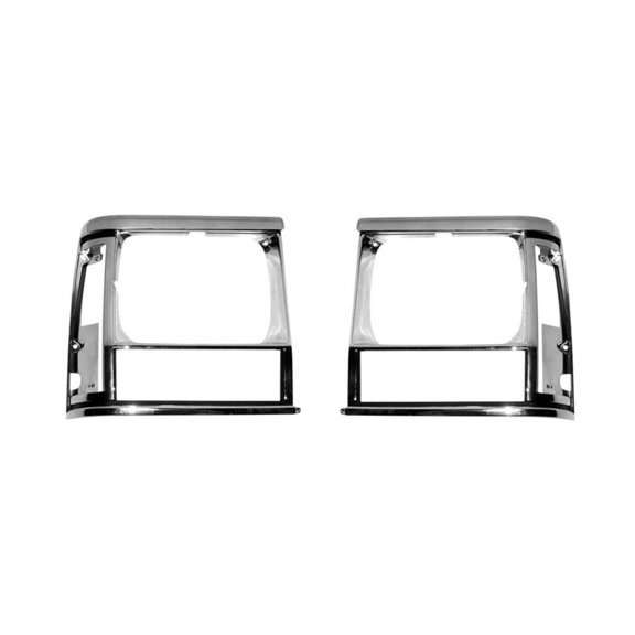 For Jeep Cherokee 1991 92 93 94 95 1996 Headlight Bezel Driver and Passenger Side | Pair | w/ Single Headlight | Chrome/Black | 55034079, 55034078 | CH2512123, CH2513123