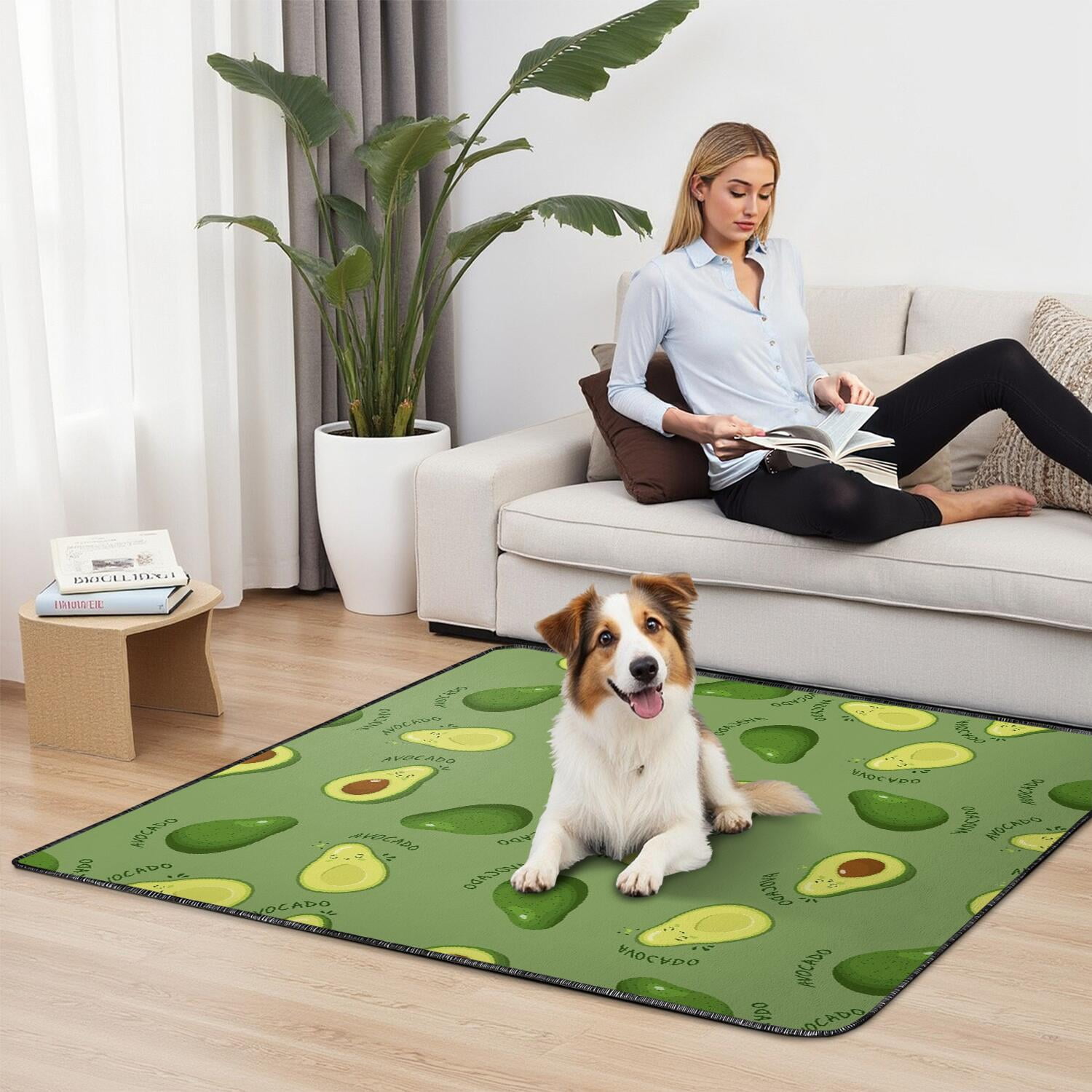 Fruit Themed Washable Dog Pee Pads, Reusable Absorbent Training Pad with Stay-in-Place Back for Tiles (Fruit patterns, 48"x48")