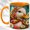 Orange, variant on Floral Scarf Duck Coffee Mug, Garden Duck Mug, Ceramic 11 oz