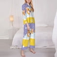 thumbnail image 3 of Balery Corgi Washing in Bathtub Conjunto de Pijama con Estampado para Mujer, Conjunto de Dos Piezas con Manga Larga, Ropa de Dormir Suave con Bolsillos, Pijamas Cómodos-Large, 3 of 7