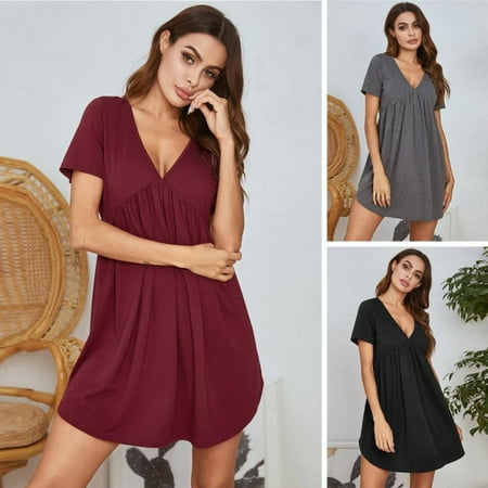 

Women s NighWomen s Nightshirt Short Sleeve Nightgown V-Neck Boyfriend Sleepshirt Pajama Dresstshirt Short Sleeve Nightgown V-Neck Boyfriend Sleepshirt Pajama Dress