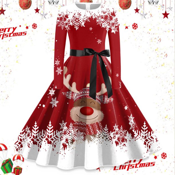 Vestidos Casuales Para Mujer 派对 Moda Femenina Casual Navidad Cuello En V Mujeres Navidad Gráfico Elegante Vestidos Sin Mangas Moda Sexy Floral
