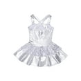 thumbnail image 4 of YEAHDOR Kids Girls Shiny Sequins Ballet Jazz Latin Dance Dress Wide Shoulder Straps X-Back Gymnastics Skirted Leotard, 4 of 7