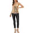 thumbnail image 2 of INSPIRE CHIC Women's Halloween Party Tops Sequin Camisole Glitter Sleeveless Cami Club Top L Rose Gold, 2 of 5