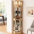 thumbnail image 2 of Light Oak Corner Curio / Living Room Decor Solution / Adjustable Glass Shelves, 2 of 6