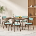 thumbnail image 2 of GDF Studio Carnelian Wood and Fabric 7 Piece Dining Set, Walnut, Mint, 2 of 9