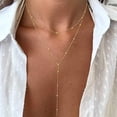 thumbnail image 2 of Boho Layered Bead Y Lariat Necklace Gold Bead Y Necklace Y Shaped Necklace Satellite Chain Y Drop Necklace Long Chain Necklace Jewelry for Women, 2 of 7