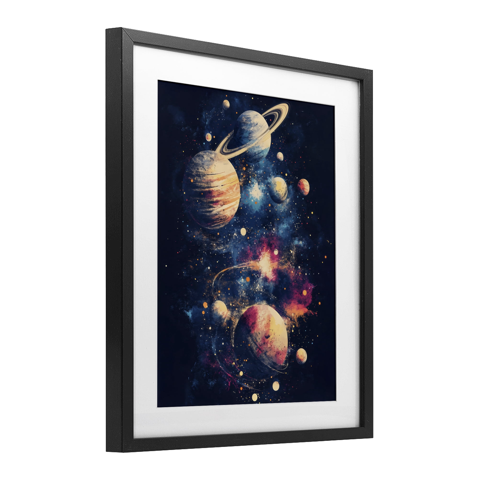 Stupell Industries Cosmic Planet Curiosities Black Framed Print Under Glass, design by Creative Studio
