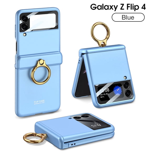 Galaxy Z Flip 4 2022 Case, Magnetic Suction Hinges Protection All-inclusive 360°Rotating Kickstand Wireless Charging [Slim & Thin] Drop Resistant Shockproof Case, Blue