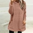 thumbnail image 5 of yoeyez Womens Plush Hoodies Casual Snuggly Sherpa Hooded Pullover Long Sleeve Tunics Tops Winter Warm Cozy Soft Loungewear with Pocket Orange,XXL, 5 of 7