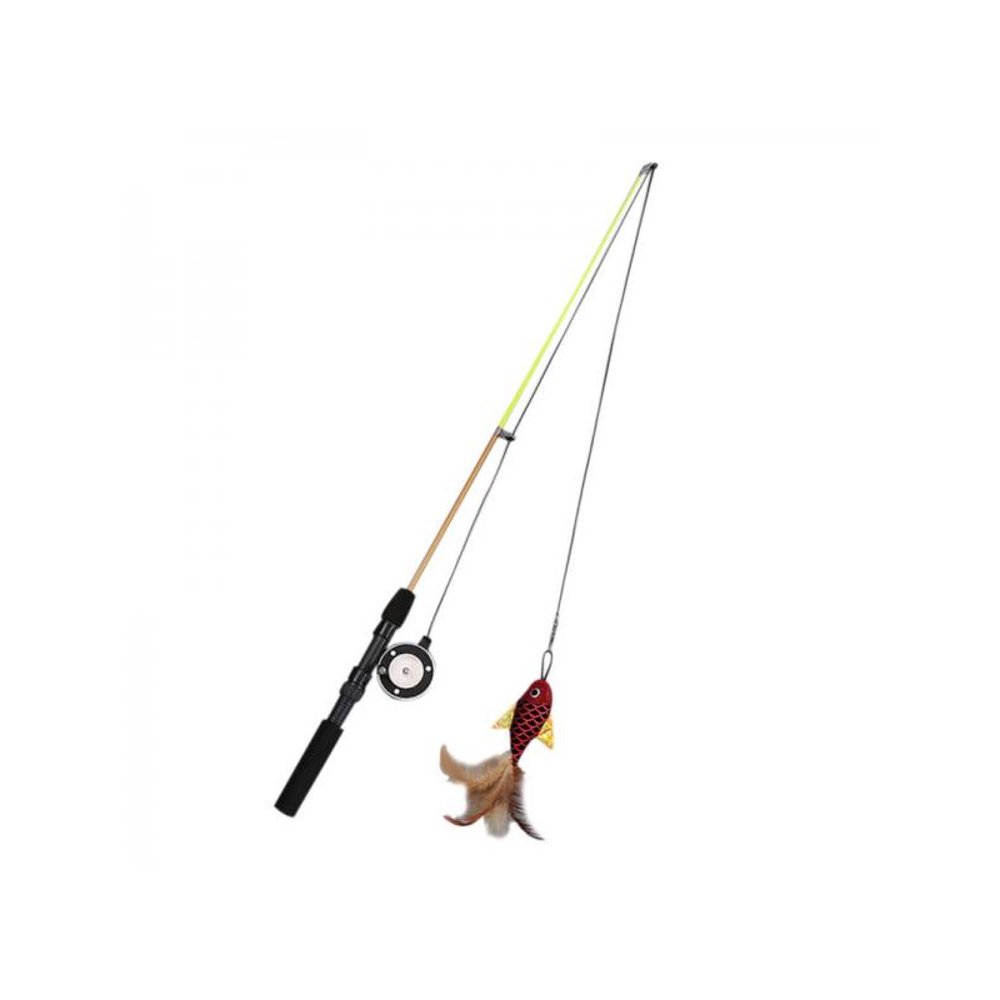 Topumt Cat Teaser Wand Simulation Fishing Pole Stick Fish Toy