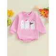 thumbnail image 5 of Aojekbee Baby Girl Rompers Crew Neck Long Sleeve Ghost Print Jumpsuits Halloween Clothes Bodysuits, 5 of 10