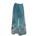 thumbnail image 4 of ZHENHONG Casual Pants for Women Womens Wide Leg Palazzo Pants Boho Floral 2025 Summer Beach Culottes Flowy Casual Trousers For Vacation, 4 of 4