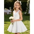 thumbnail image 2 of Aideaone Girls Sleeveless Square Neck Dress Ruched Waist A Line Church Party Style for Tweens Teens 7-16, 2 of 8