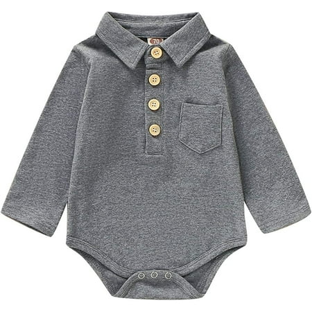 

YOUI-GIFTS Newborn Baby Boy Gentlemen Romper Pure Color Long Sleeve Jumpsuit Bodysuit for Infant Toddler