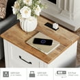 thumbnail image 5 of Nightstand Set of 2 with Charging Station Farmhouse Wooden End Table Sofa Side Table  with 2 Drawers for Bedroom Living Room, White/ Oak, 5 of 6