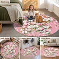 thumbnail image 6 of Pink Orchid Flowers Round Area Rugs Collection 3.3', Vintage Floral Leaves Plants Spring Non Slip Indoor Circular Throw Runner Rug Floor Mat Carpet for Living Room Dining Table Bedroom Nursery, 6 of 9