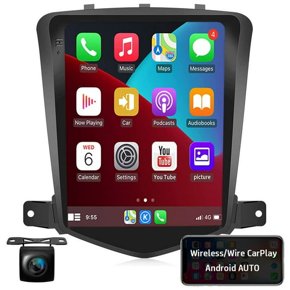 LICHENGTAI Car Stereo Radio Fit for Chevrolet Cruze 2009-2015, 9.7-inch HD Capacitive Touchscreen Car Radio with CarPlay & Android Auto, Bluetooth, WiFi, GPS Navigation,  AHD Backup Camera, 2 32G