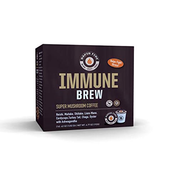 Rapidfire Immune Premium Brew Coffee, Super Mushroom Coffee, Supports Immune System, Promotes