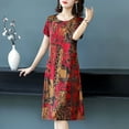 thumbnail image 4 of Ana Casual Dress Women Retro plus size print short-sleeved skirt loose mother wear, 4 of 9