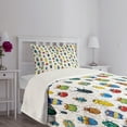 thumbnail image 5 of Ambesonne Watercolor Quilted Bedspread Set 2 Pcs, Colorful Insects, Twin Size, Multicolor, 5 of 6