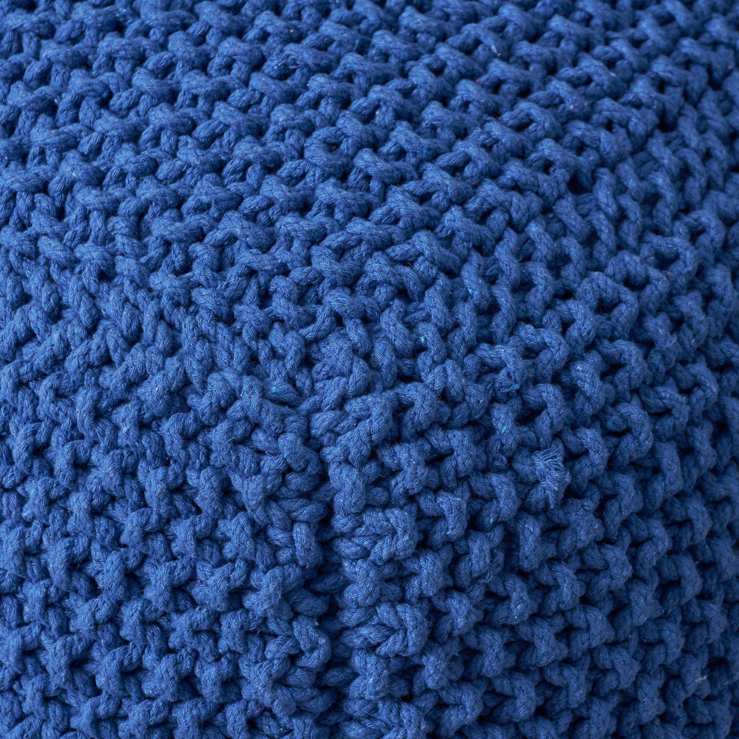 Noble House Ana Knitted Cotton Pouf, Navy