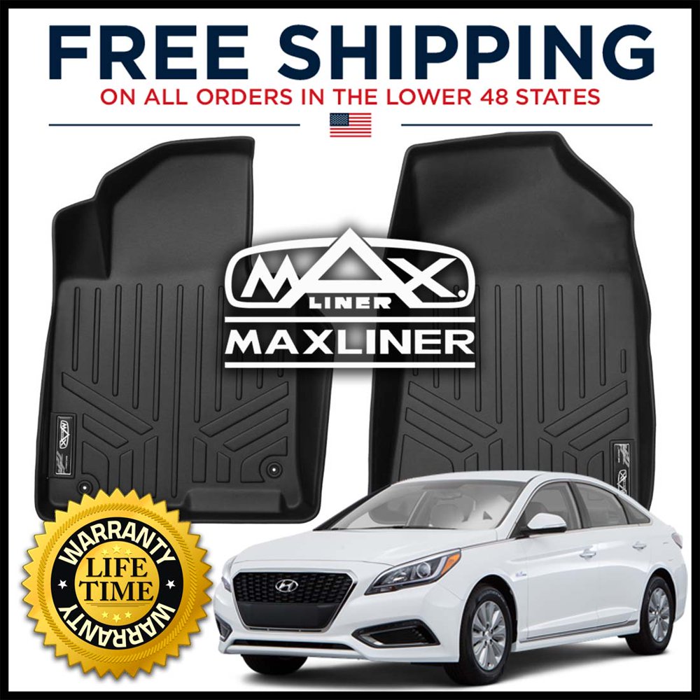 MAXFLOORMAT Front 1st Row Floor Liner Mats BLACK For Hyundai Sonata