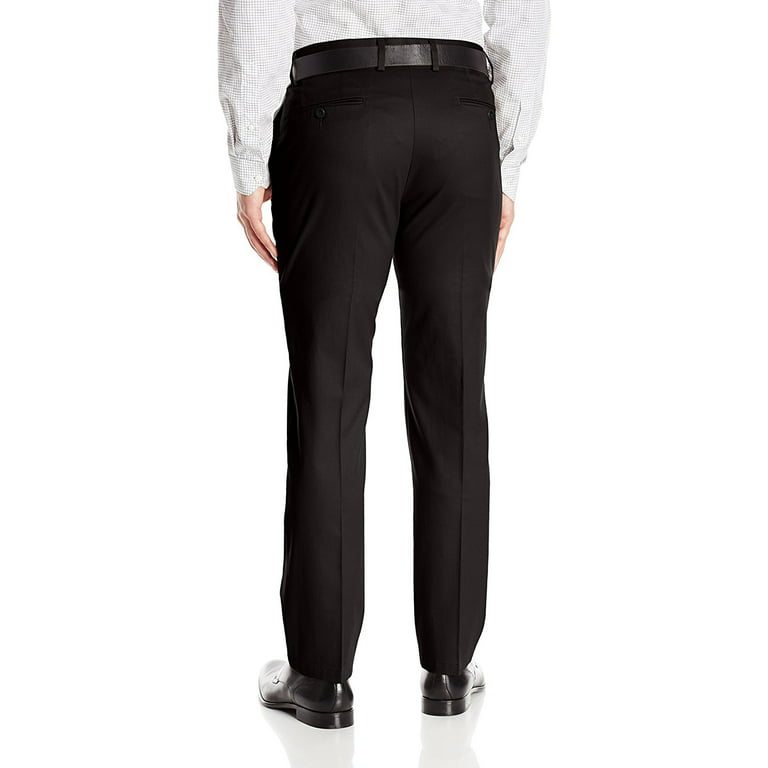 Boltini Italy Men's Flat Front Slim Fit Slacks Trousers Dress Pants (Black,  36x30) 