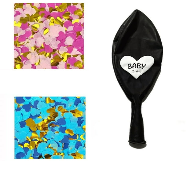 Fiudx Kit para Revelar El Género Del Bebé: Globos de 91 Cm con Confeti de Papel En Forma de Corazón para Fiesta de Revelación de Género.