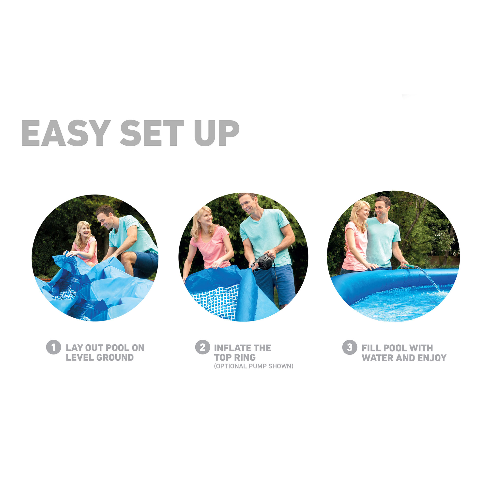 Intex 28116EH Round 10' X 2' Easy Set Inflatable Above Ground Portable Outdoor Pool for Kids and Adults, Blue - image 5 of 9