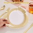 thumbnail image 3 of Daluvenix 350 Pcs Gold Dinnerware Set, Gold Plastic Plates with Gold Lace Rim Design, Gold Disposable Dinnerware Set for Wedding, Party and Graduation, 3 of 9