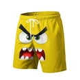 thumbnail image 5 of BRGZLK Mens Beach Shorts Funny Print Casual Expression Face Print Elastic Waist Drawstring Swim Shorts Vacation with Pockets, 5 of 5