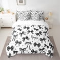thumbnail image 2 of Manfei Teens Children Cartoon Ribbon Bowtie 7-Piece Bedding Comforter Set,Black White King Bedding Sets,Love Heart Print Ultra Soft Bed Sheets,Ultra Soft Home Decor, 2 of 8