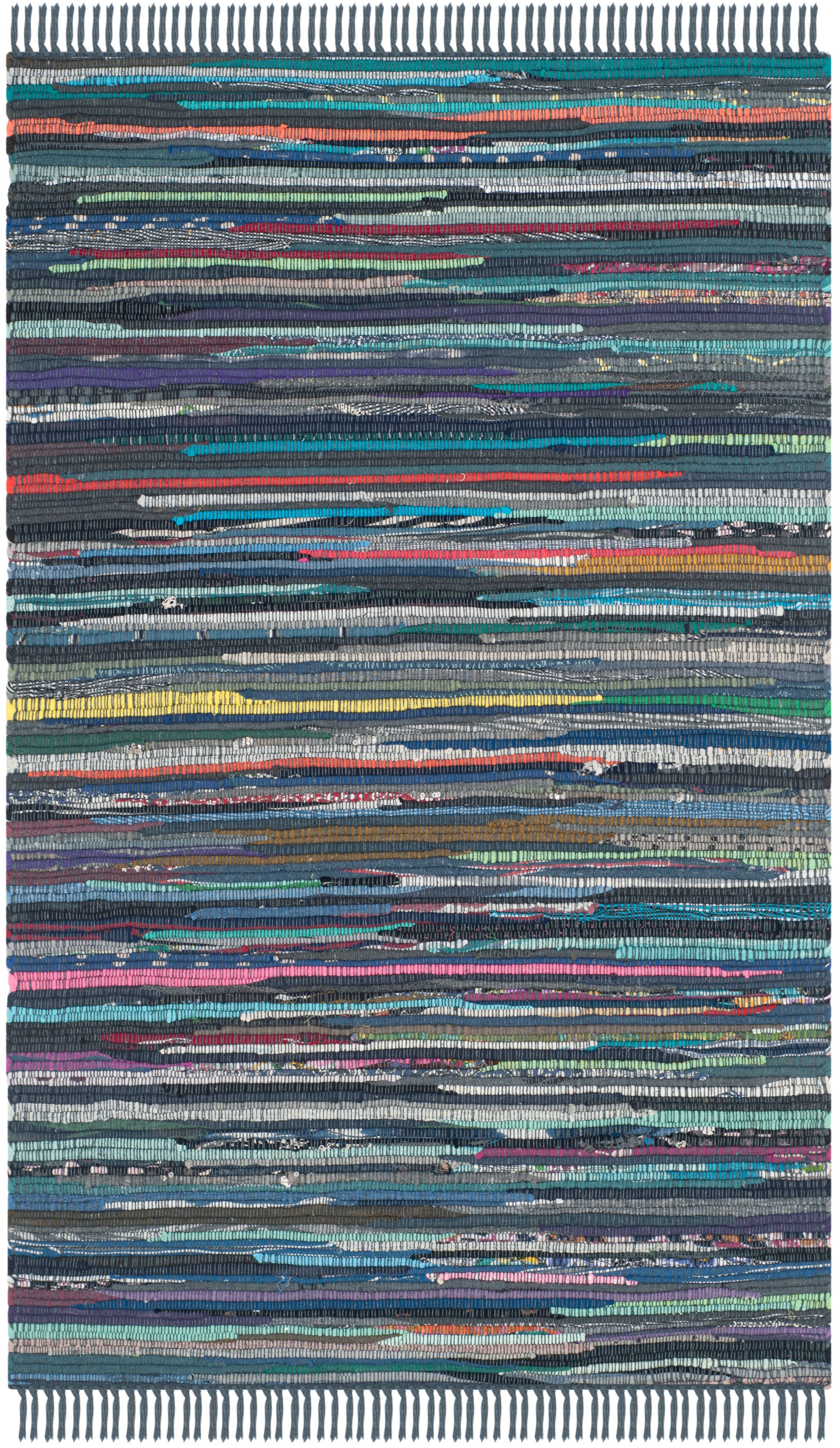 SAFAVIEH Rag Candis Striped Cotton Area Rug, Turquoise/Multi, 2' x 3'