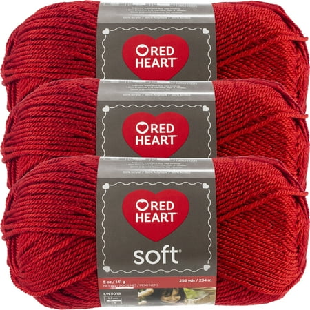 Red Heart Soft Yarn-Really Red, Multipack Of 3