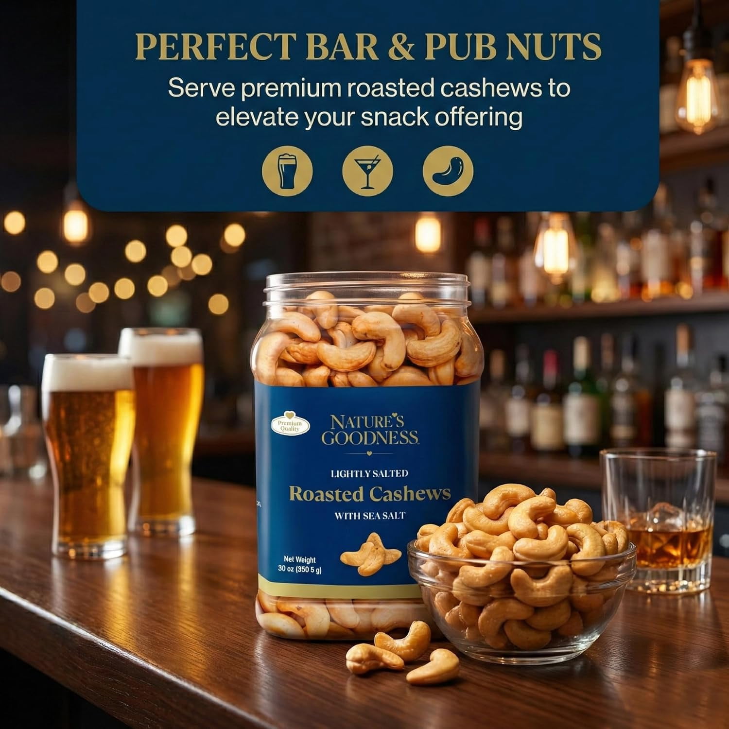 Cashews Lightly Salted, Roasted Nuts - 30 oz - Healthy Snack with Crunchy Rich Flavor & High Protein - Family Size