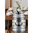 thumbnail image 2 of Navy Blue Nautical Table Runner Coastal Blue Striped Vintage Tablerunners 13 x 70 Inch, Table Decorations Tabletop Scarf for Summer Gathering Holiday Farmhouse Kitchen Dining Decor, 2 of 6