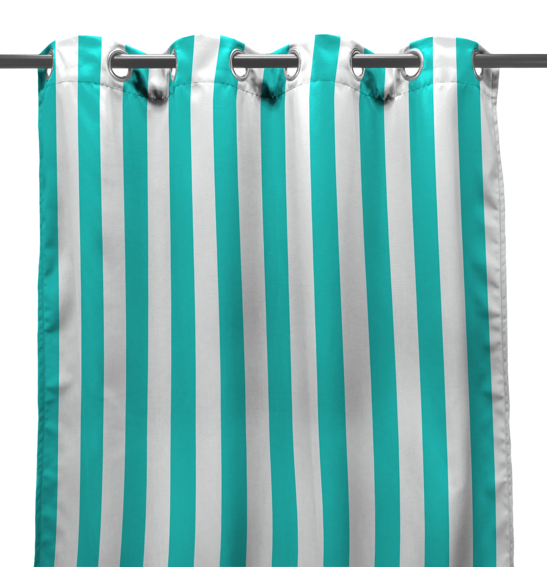 Jordan Manufacturing 54" x 84" Ocean Aqua Stripe Grommet Semi-sheer Outdoor Curtain Panel (2 Pack)