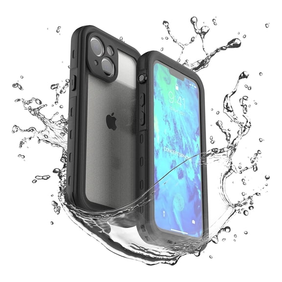 Waterproof Cover Case for iPhone 12 mini, Built-in Screen Protector Dustproof Snowproof Hand Strap 360° Full Protection TPU PC Hybrid Clear Outdoor Case for Apple iPhone 12 mini 5.4", Black