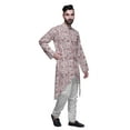 thumbnail image 2 of Atasi Printed Long Sleeve Kurta For Men Button Down Cotton Slub Ethnic Shirt, 2 of 5