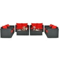 thumbnail image 2 of Costway 8PCS Patio Rattan Cushioned Sofa Chair Coffee Table Garden Red, 2 of 9