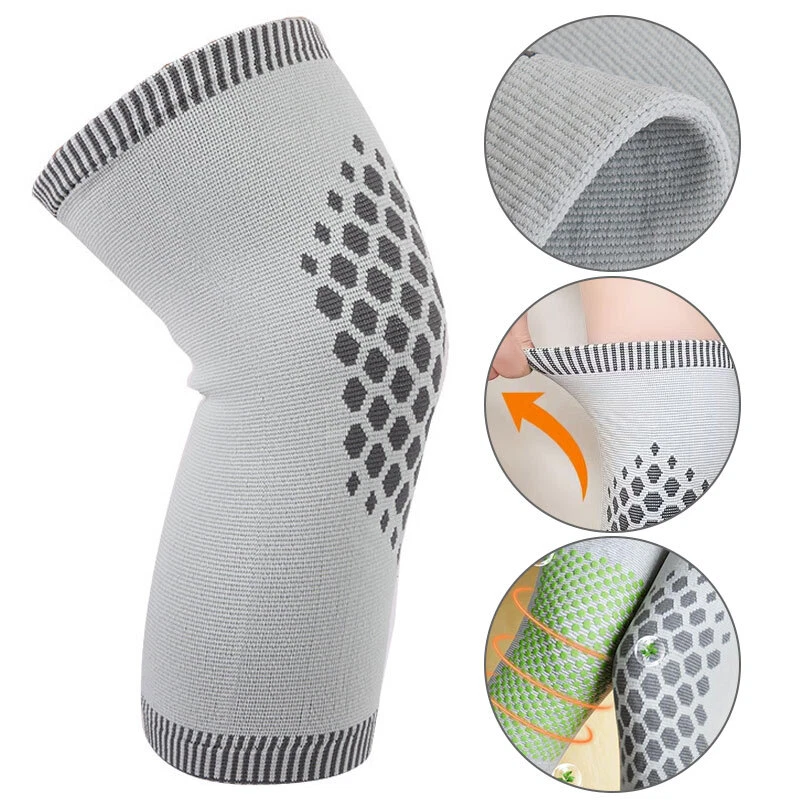 Warm Knee, Women Men Self-Heating Knee Pad, Brace Leg Knee, Wrap Stretchy Thermal Thick Knee, Self Heating Knee Sleeve Brace, Graphene Breathable Knee Pads, Warm Mugwort Knee Pads (Gray-L)